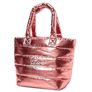 Justice NWT! Metallic Pink Live Justice Puffer Tote Bag